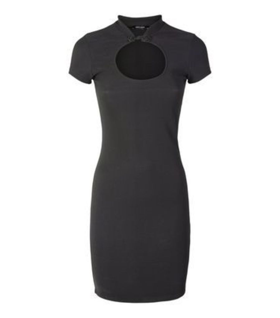 Black Cut Out Front Bodycon Dress New Look