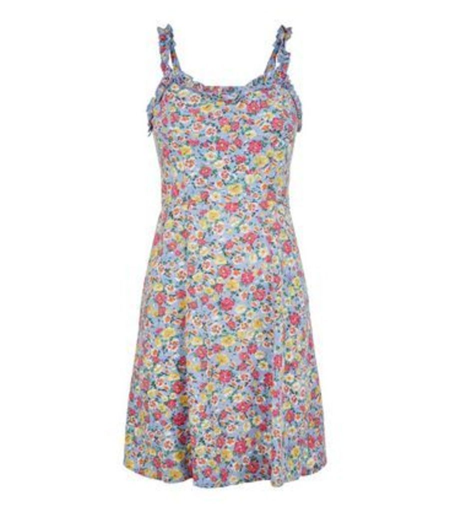 Blue Ditsy Floral Frill Sundress New Look