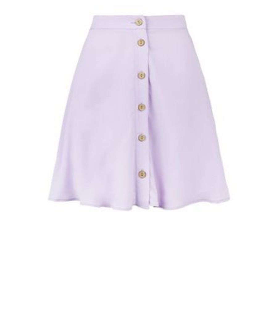 Lilac Button Up Mini Skirt New Look