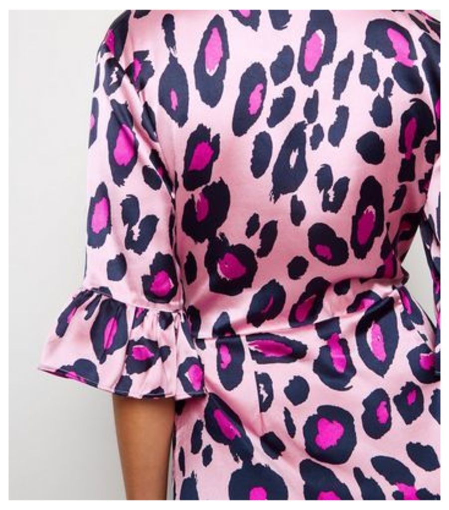 Pink Leopard Print Mini Wrap Dress New Look