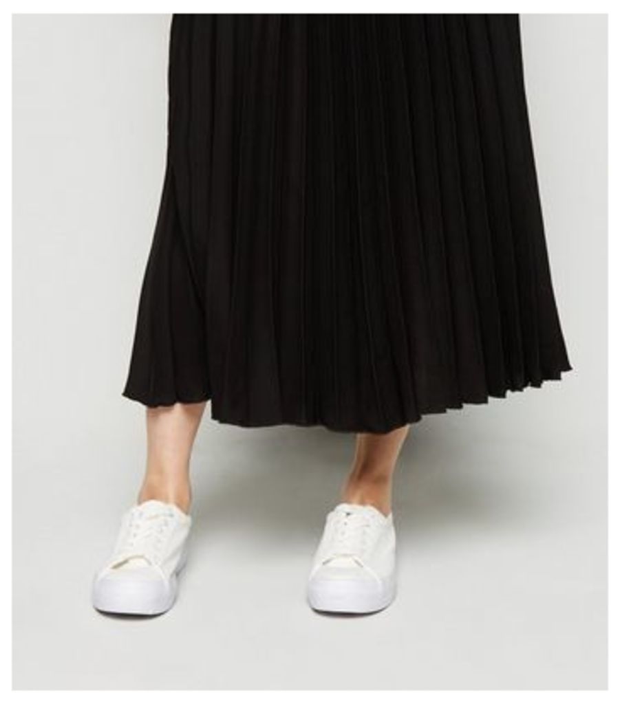 Petite Black Pleated Midi Skirt New Look
