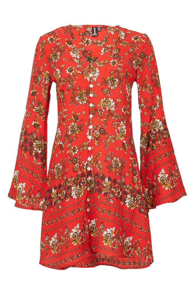 Izabel London Floral Button Front Tunic Dress