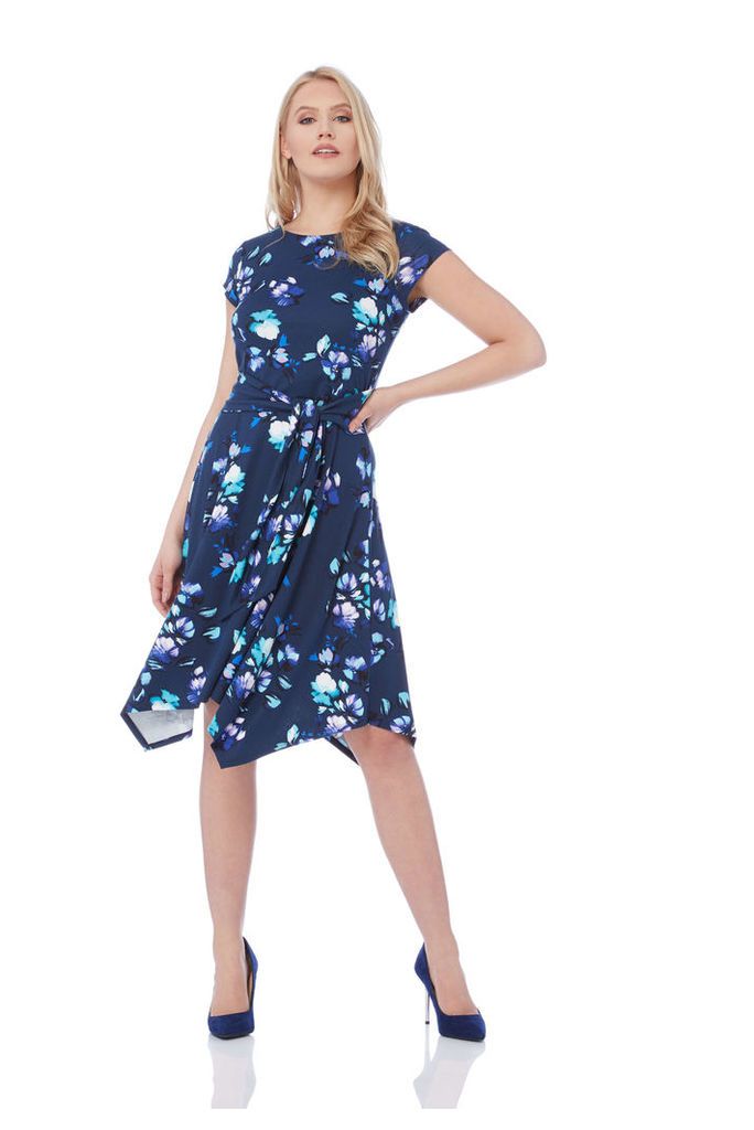Floral Hanky Hem Fit and Flare Dress