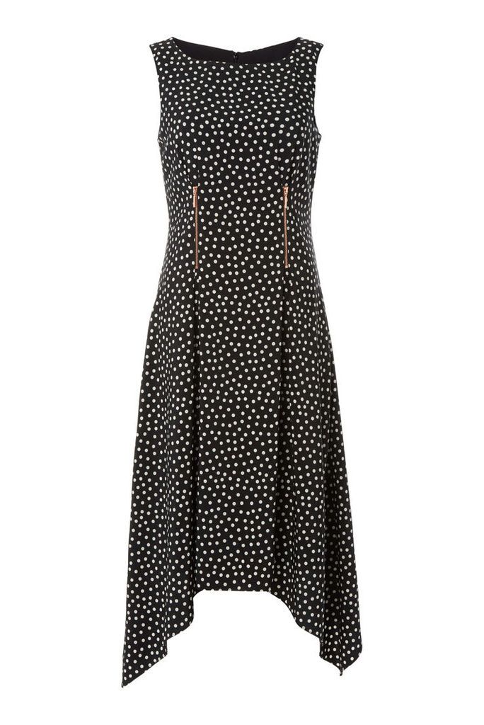 Zip Detail Fit and Flare Spot Dress