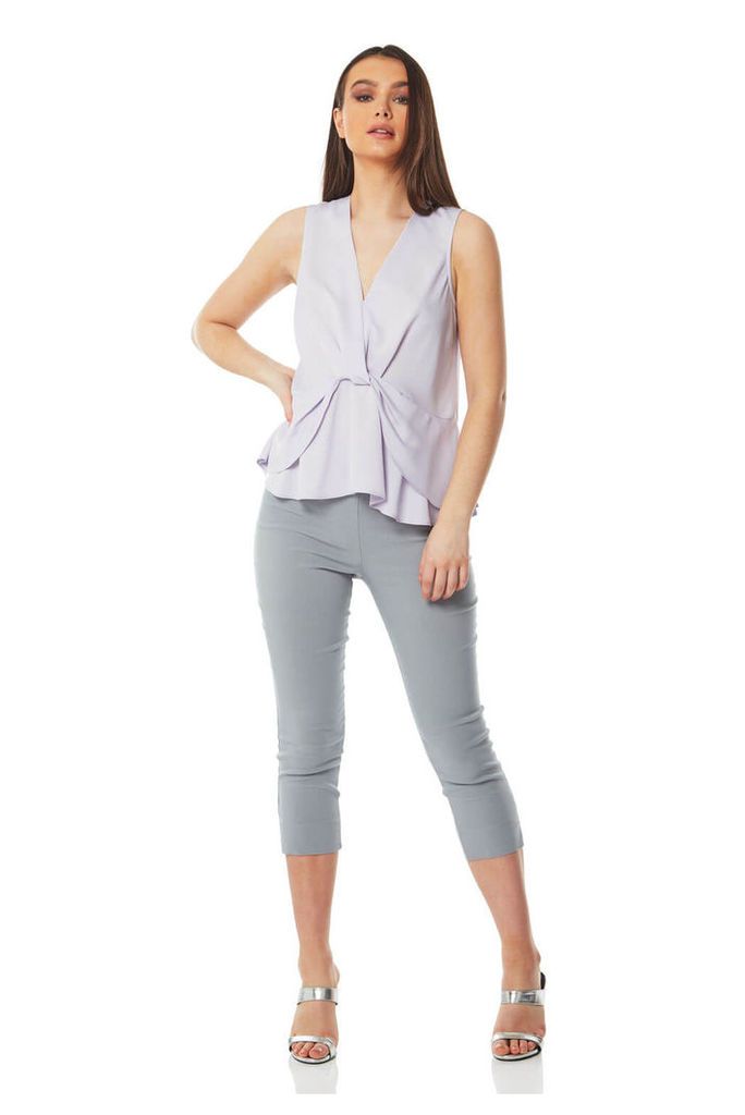 V-Neck Knot Front Top