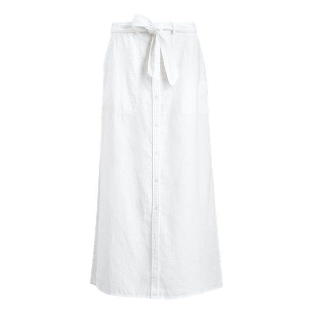 Buttoned Linen Skirt