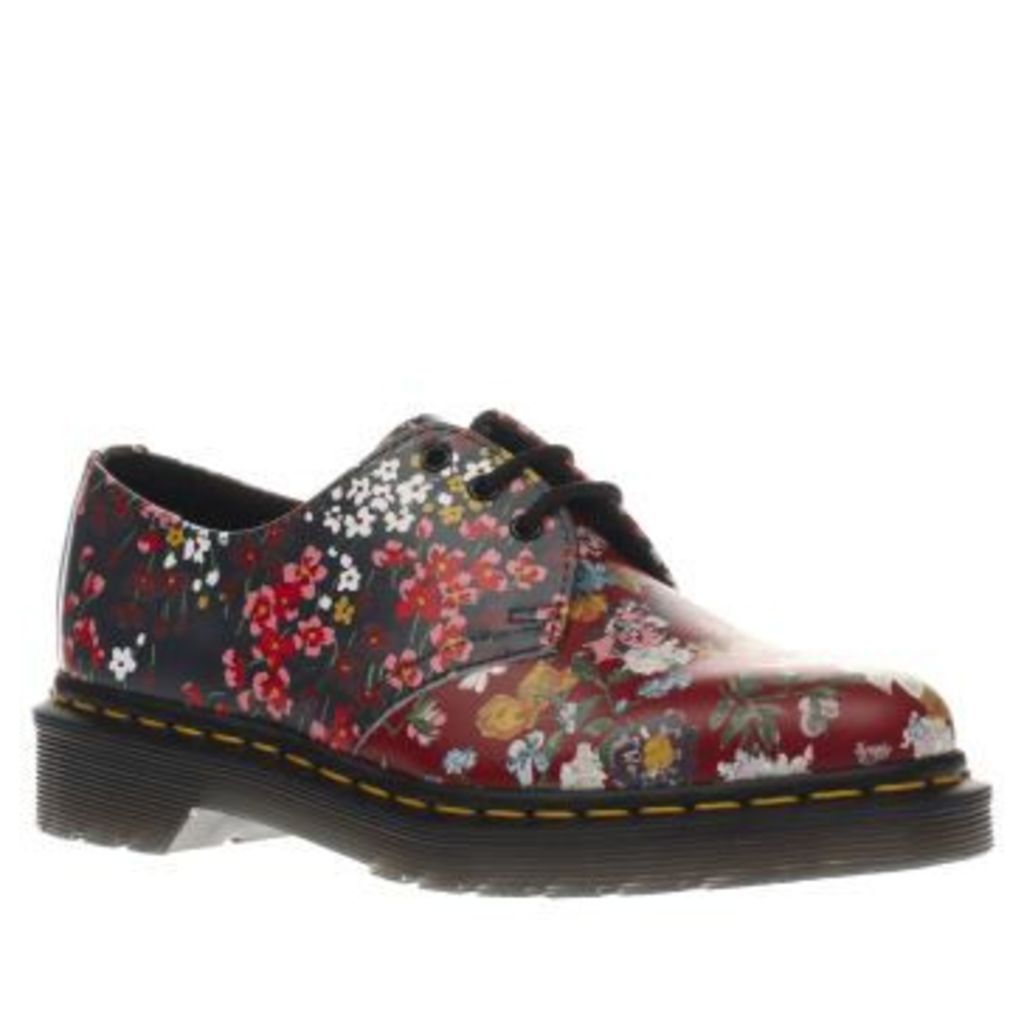 Dr Martens Navy & Red Floral 1461 3 Eye Womens Flats