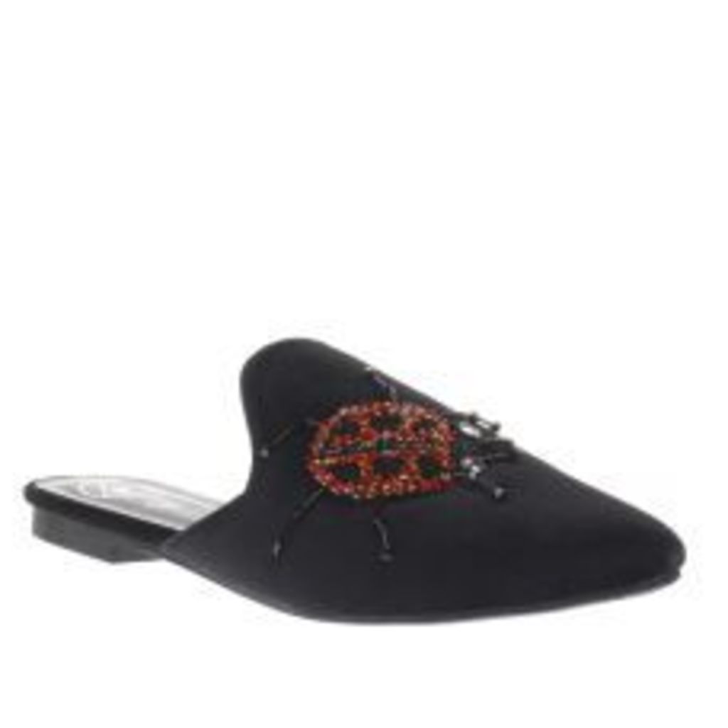 Missguided Black Embroidered Ladybird Mule Womens Sandals