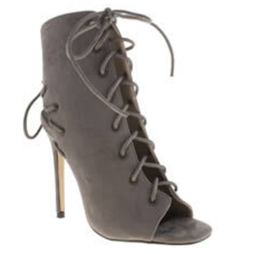 Missguided Grey Cut Out Peep Toe High Heels