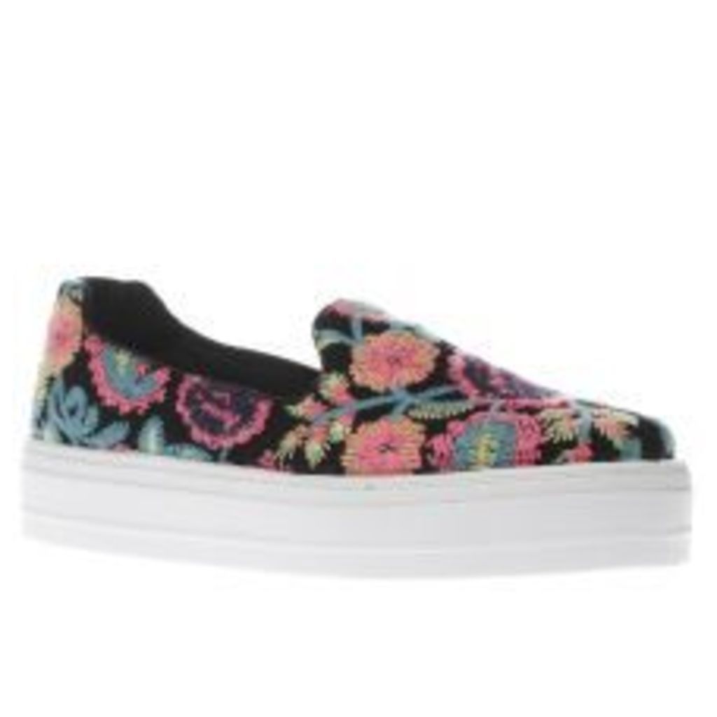 schuh black & pink stellar embroidered flat shoes