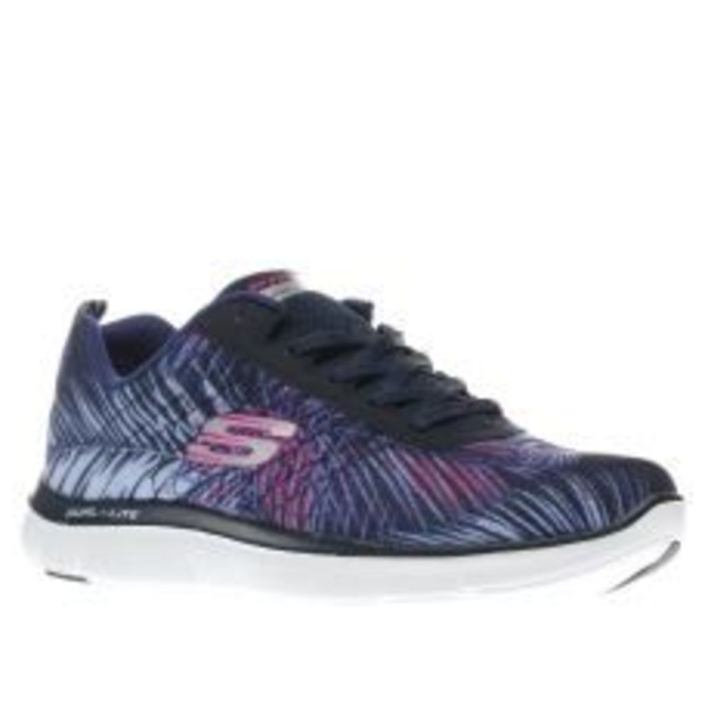 skechers navy & white flex appeal 2.0 tropical trainers