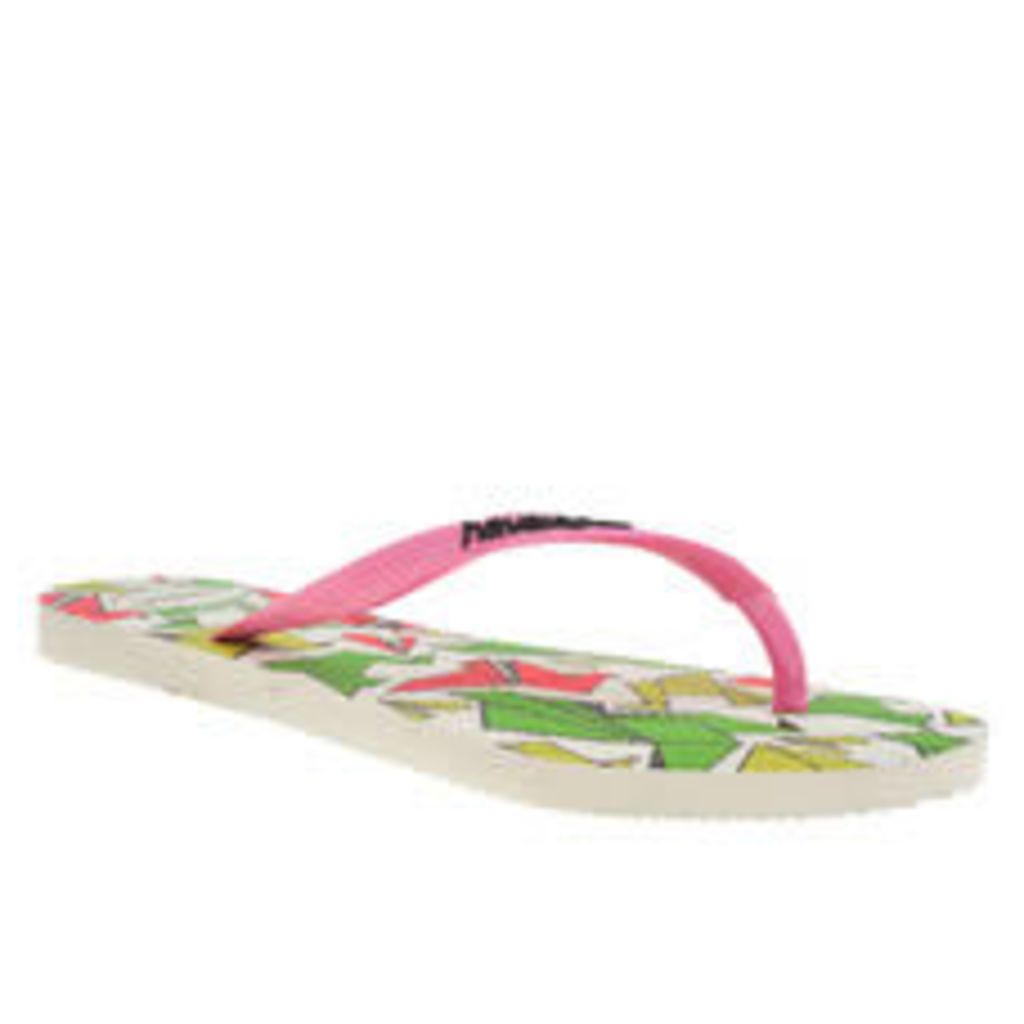 Havaianas White & Pink Slim Cool Womens Sandals