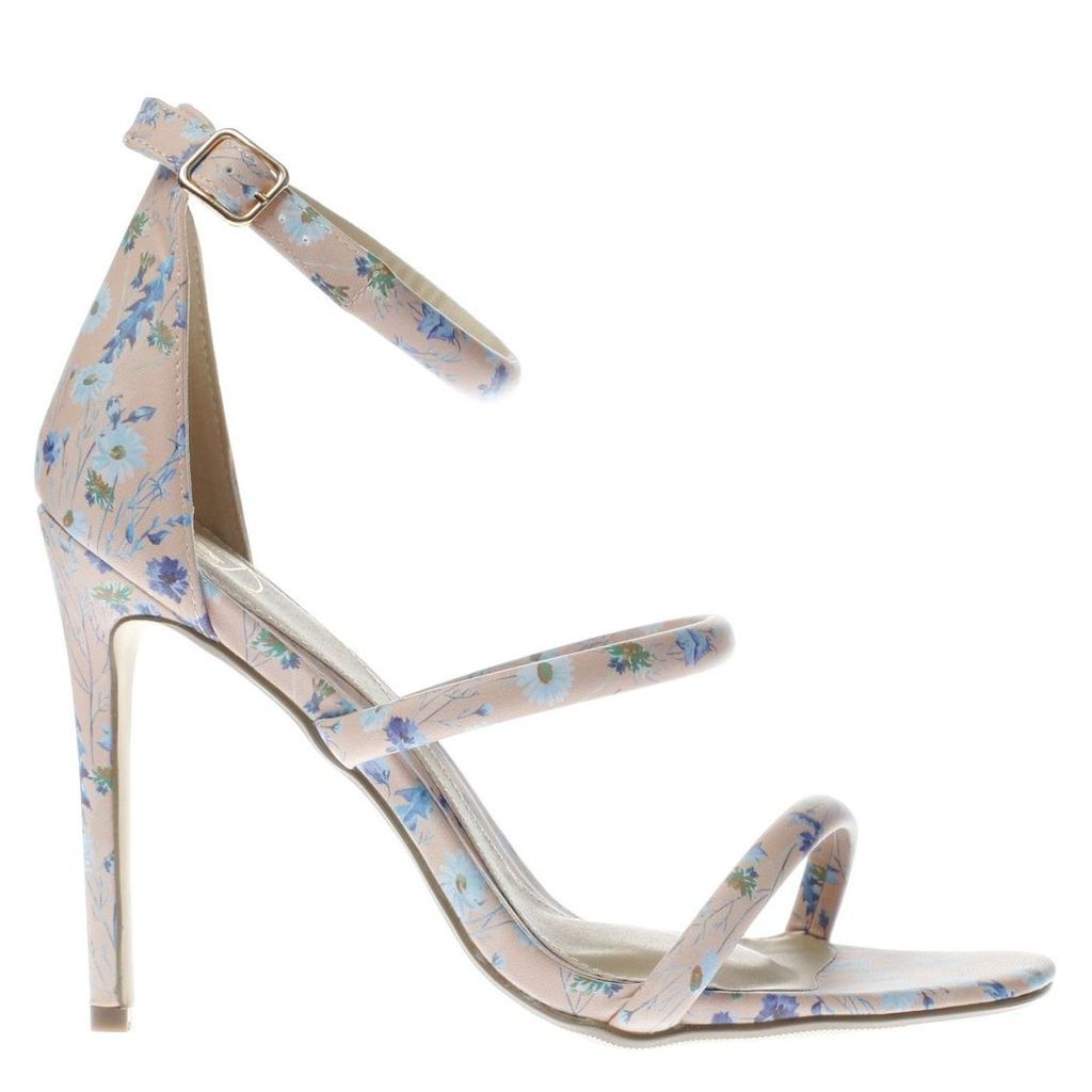 missguided pale pink ditsy floral 3 strap high heels