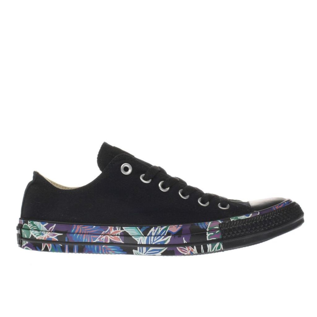 converse black & pink all star floral tape ox trainers