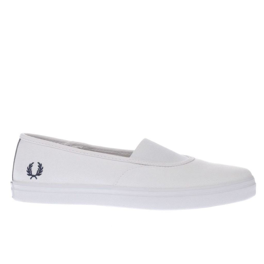 fred perry white & navy aubyn slip on canvas trainers