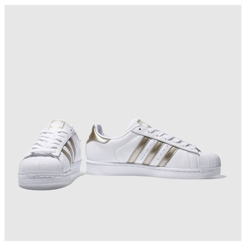 White & Gold Superstar Trainers