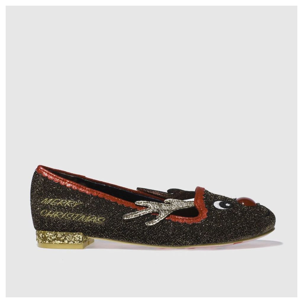 irregular choice brown & red red nose roo flat shoes