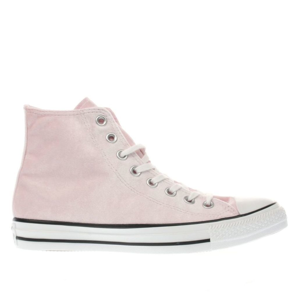 converse pale pink all star velvet hi trainers