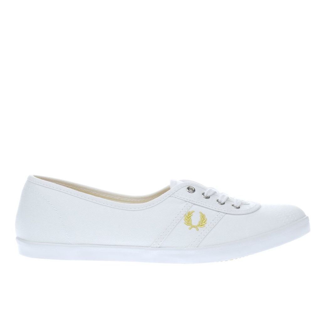fred perry white & gold aubrey twill trainers