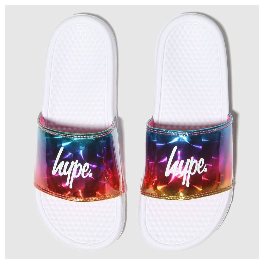 Hype White & Blue Holographic Slider Sandals