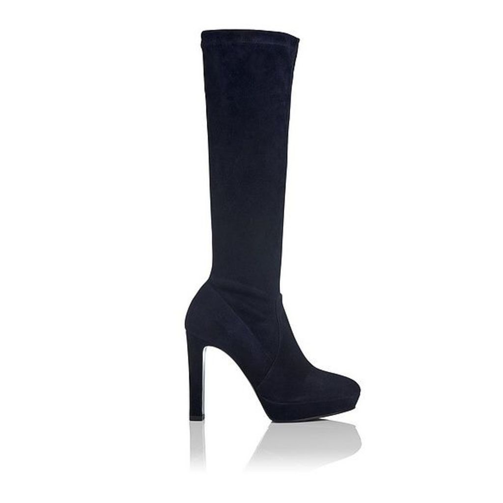 Ali Navy Stretch Suede Knee Boots