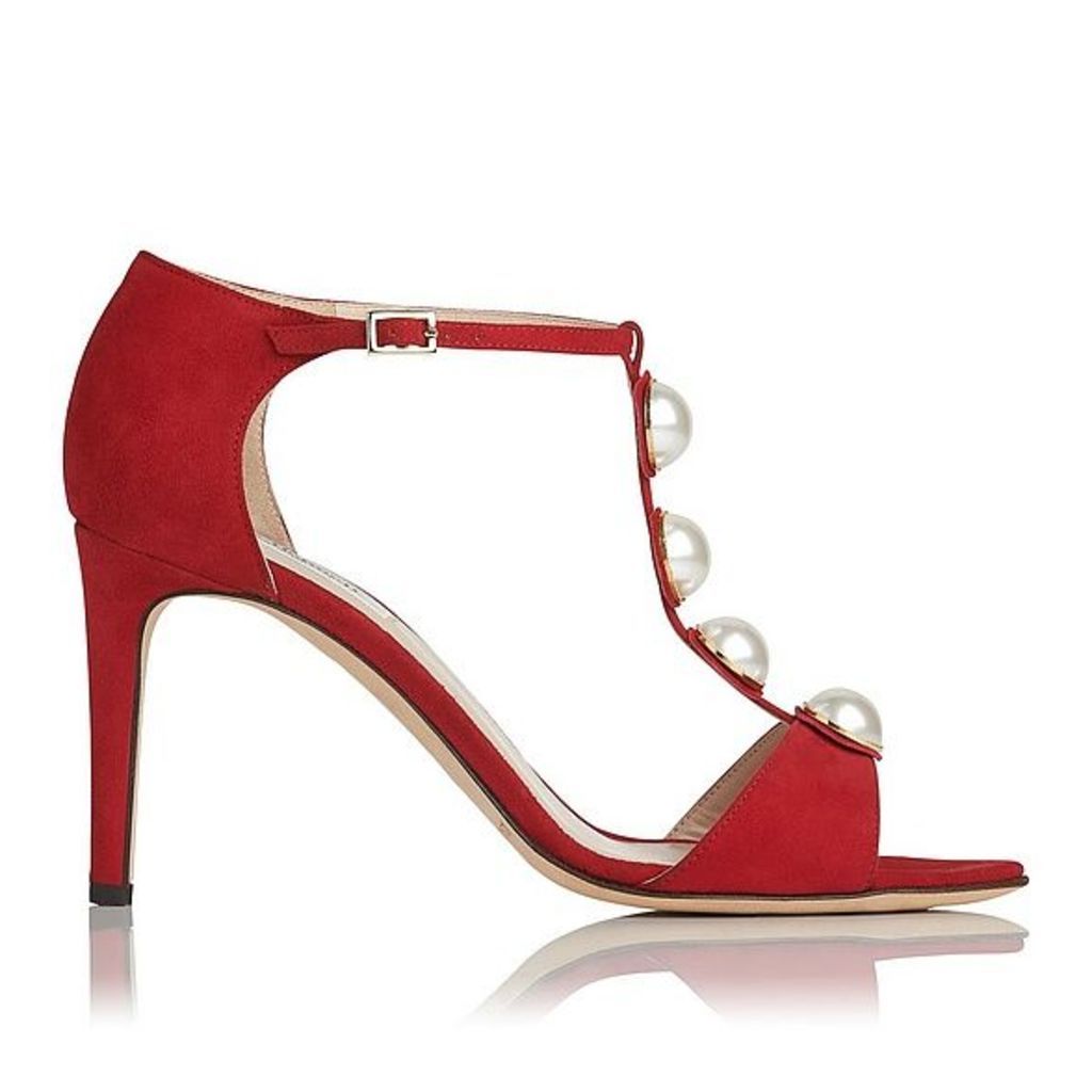 Alejandra Roca Red Suede Formal Sandals