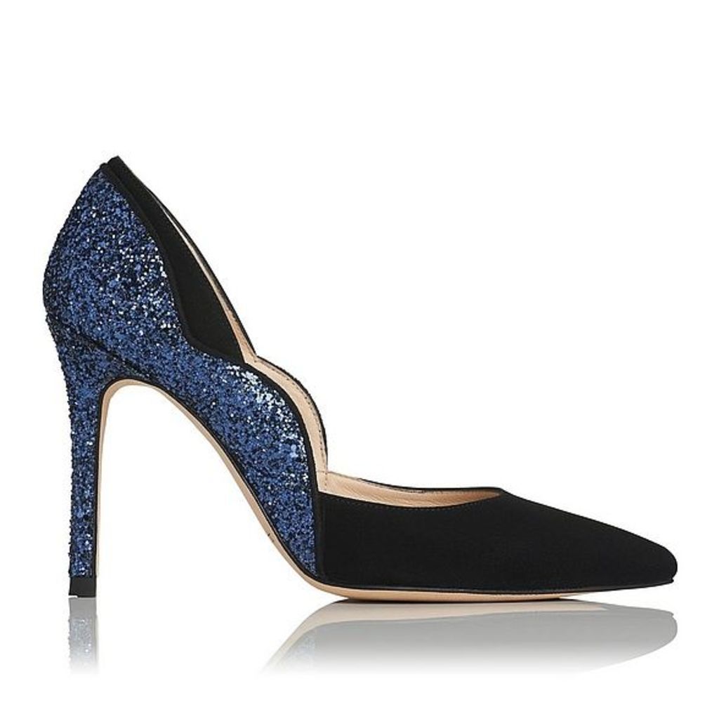 Roselle Black Navy Suede Glitter Courts