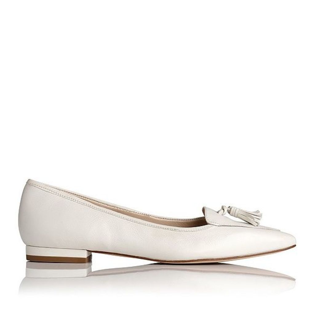 Dixie Cream Grained Leather Flats