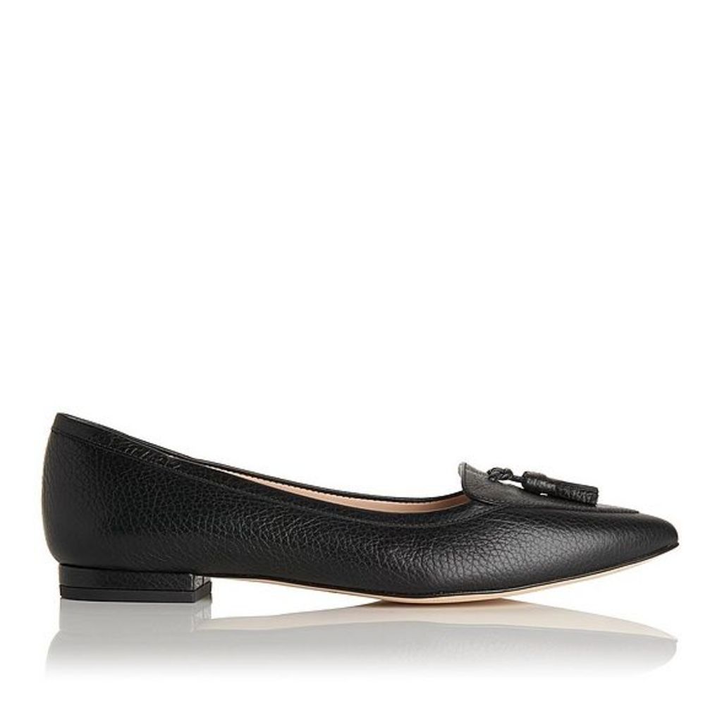 Dixie Black Grained Leather Flats