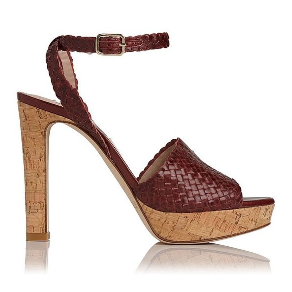 Margot Burgundy Woven Leather Formal Sandals