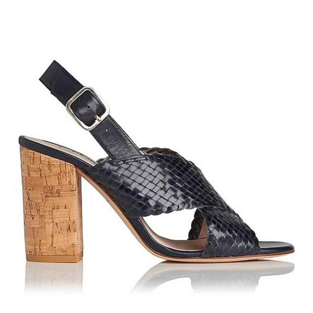 Mel Navy Woven Leather Formal Sandals