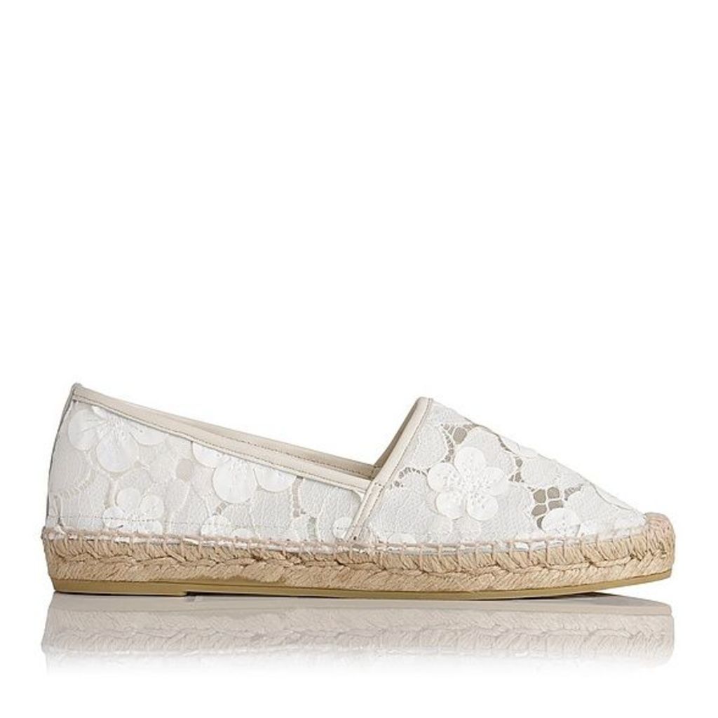 Elsie White Fabric Leather Mix Flats