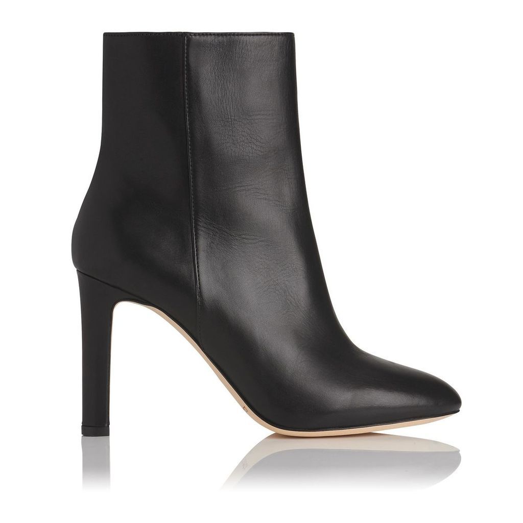 Edelle Black Leather Ankle Boots