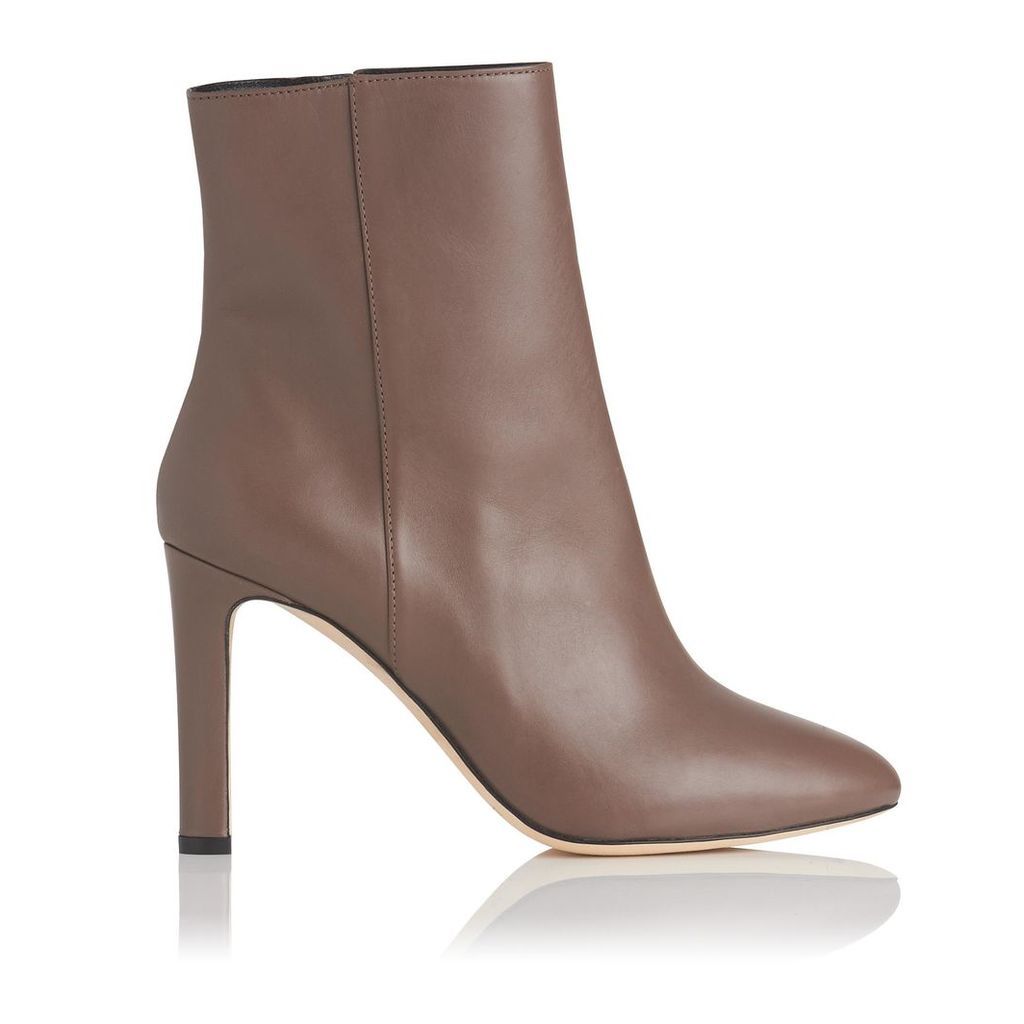 Edelle Grey Leather Ankle Boots