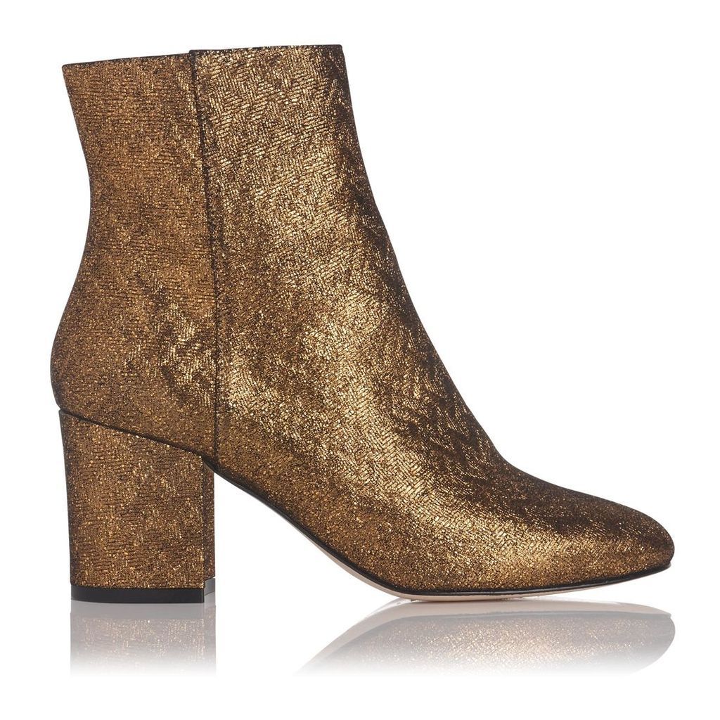 Jourdan Gold Leather Ankle Boots