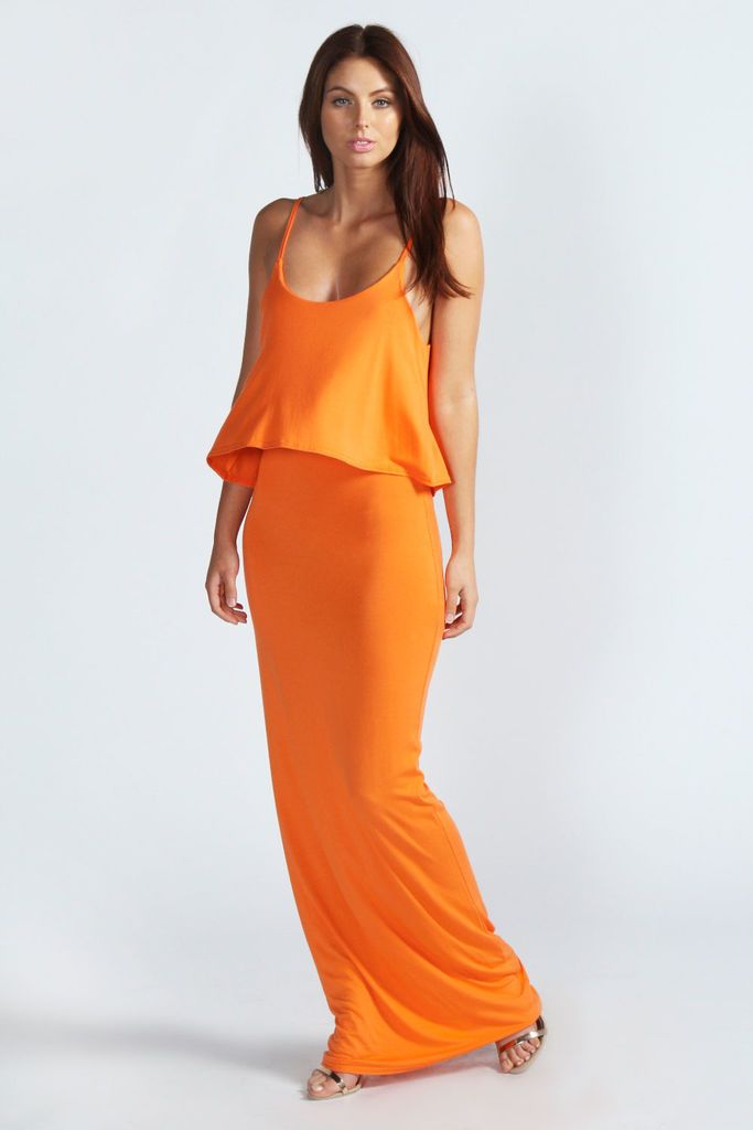 Strappy Frill Top Maxi Dress orange