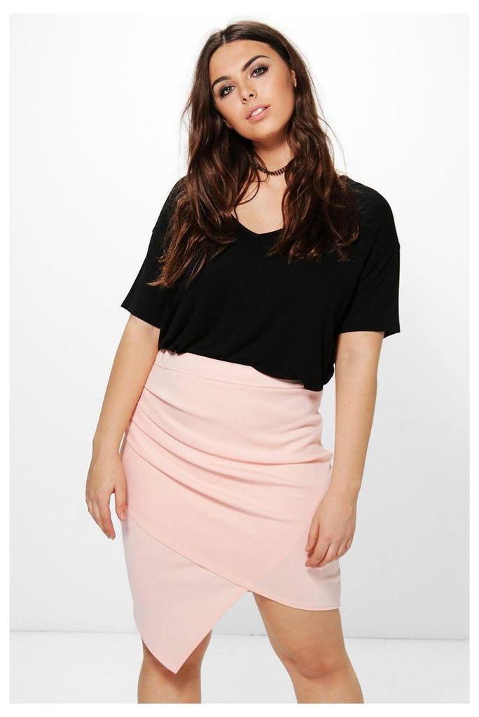Charlotte Ruched Wrap Midi Skirt - nude