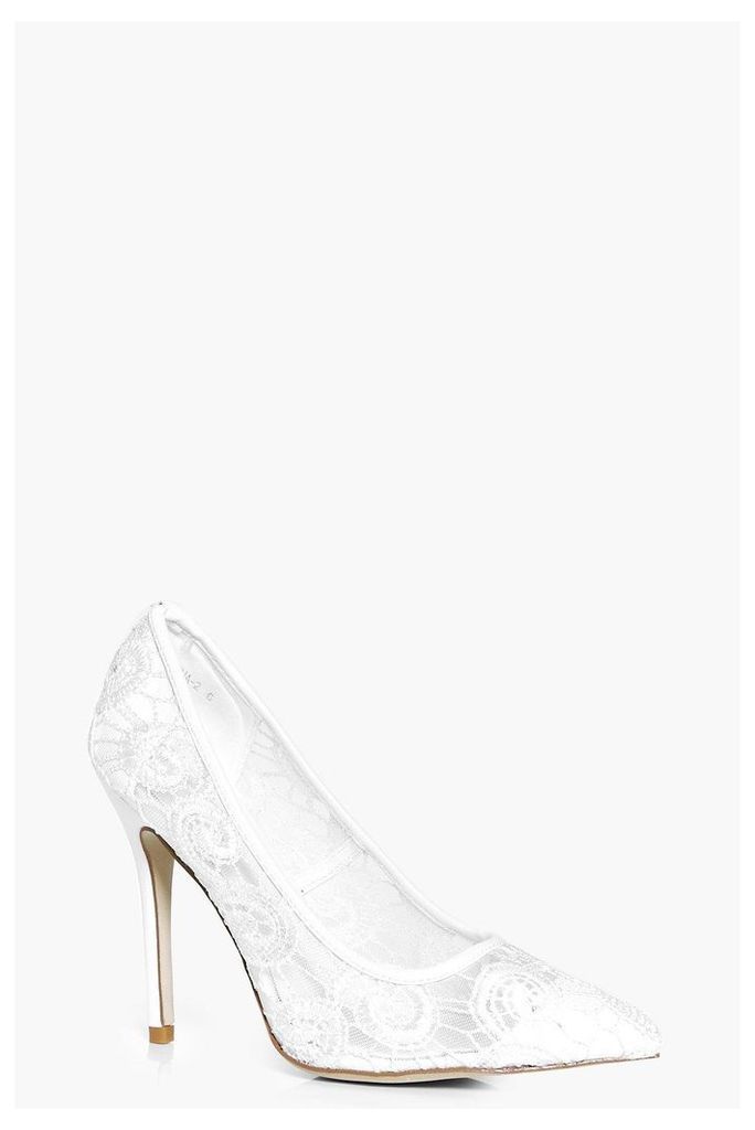 Bridal Lace Pointed Court - white