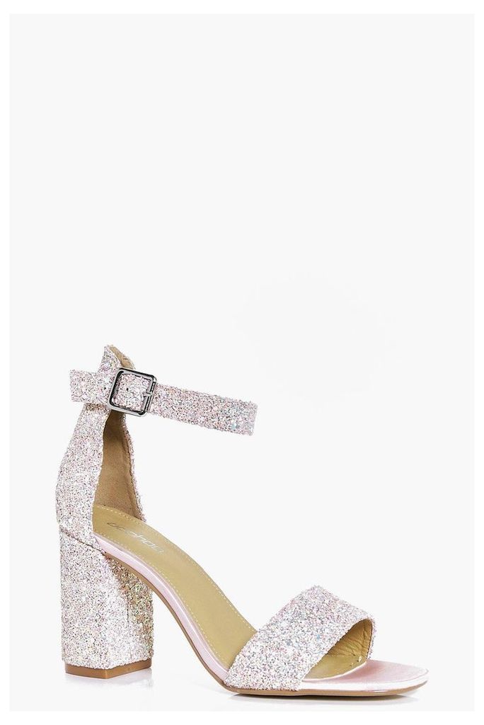 Bridal Glitter Block Heel Two Part - pink