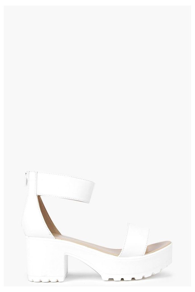 Ankle Strap Cleated Sandal - white