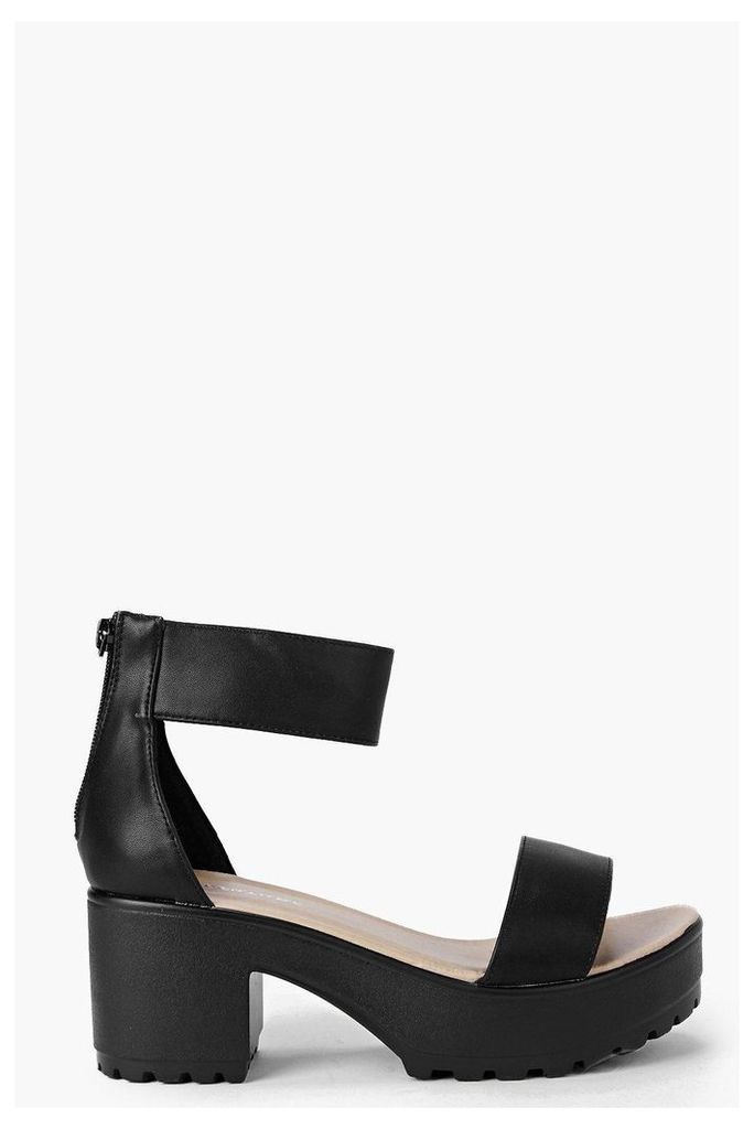 Ankle Strap Cleated Sandal - black