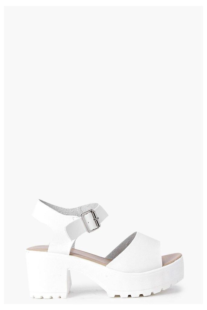 Peeptoe Two Part Cleated Sandal - white
