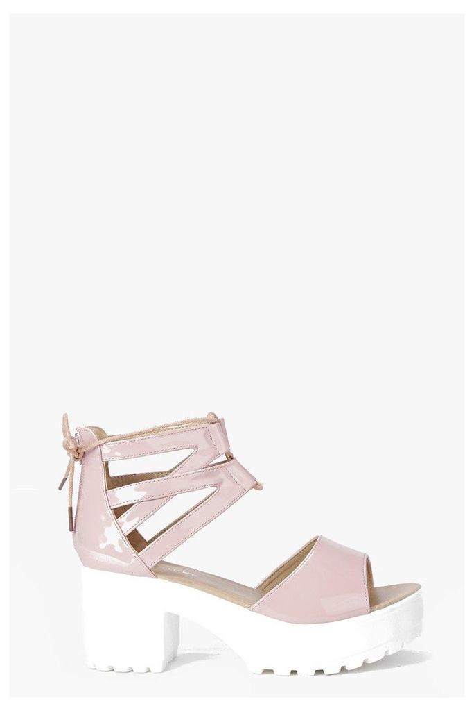 Lace Up Two Part Cleated Sandal - nude
