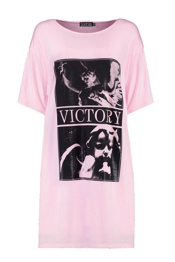 Victory Gloss Printed T-Shirt Dress - pink