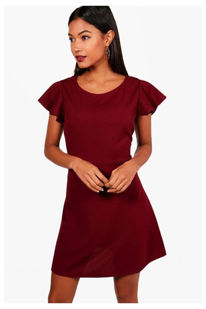 Angel Sleeve Dress - burgundy
