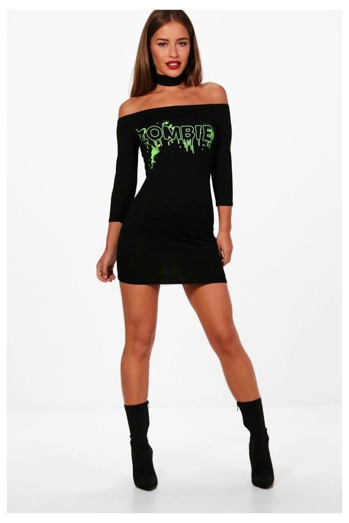 Dani Halloween Zombie Choker Dress - black