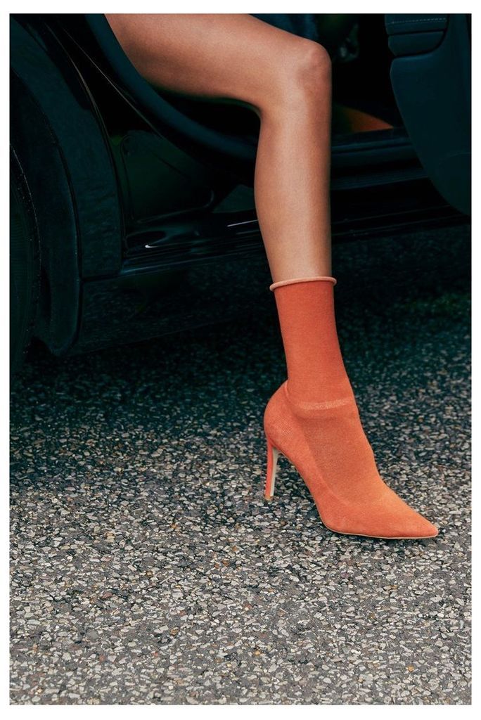 Sock Pointed Shoe Boot - orange