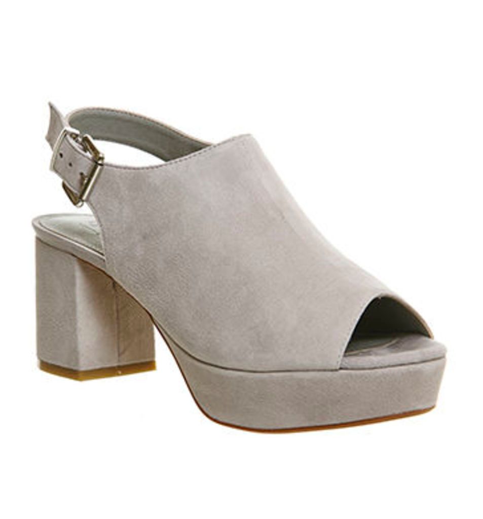 Office Maxed Out High Vamp Block Heel Slingback GREY SUEDE