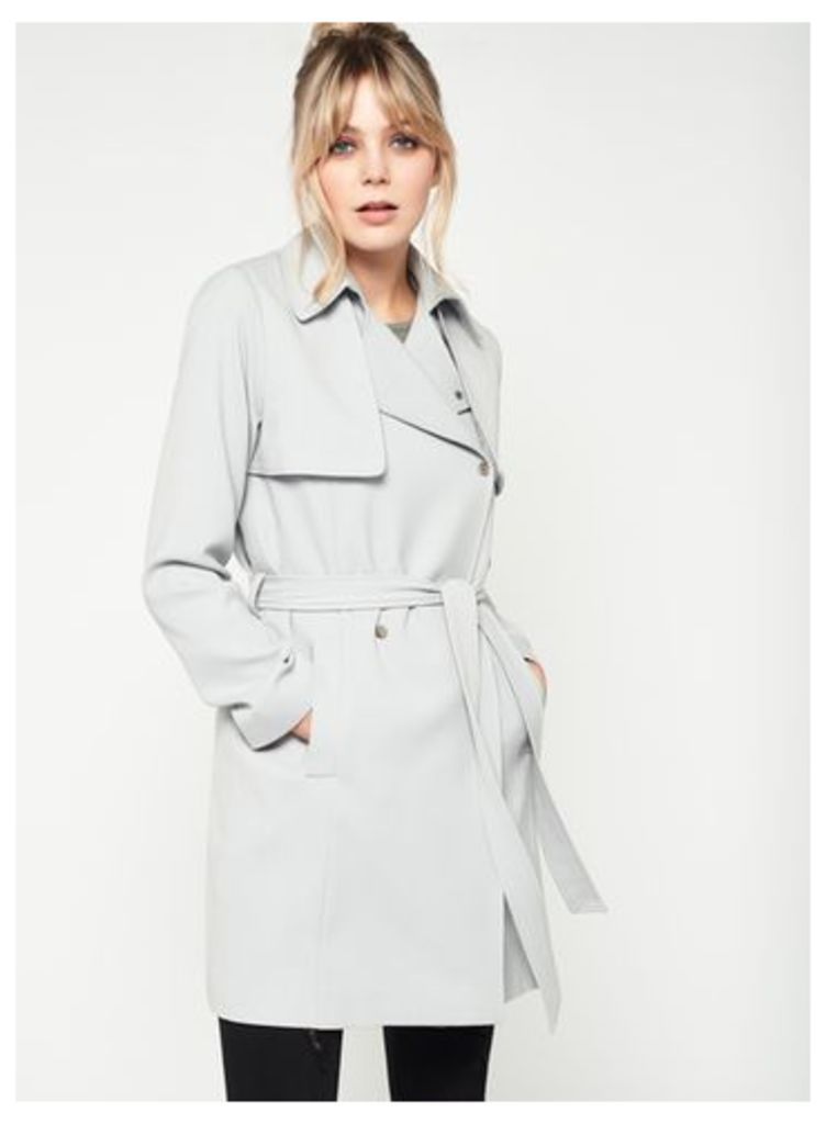 Womens Grey Belted Trench Coat, Grey