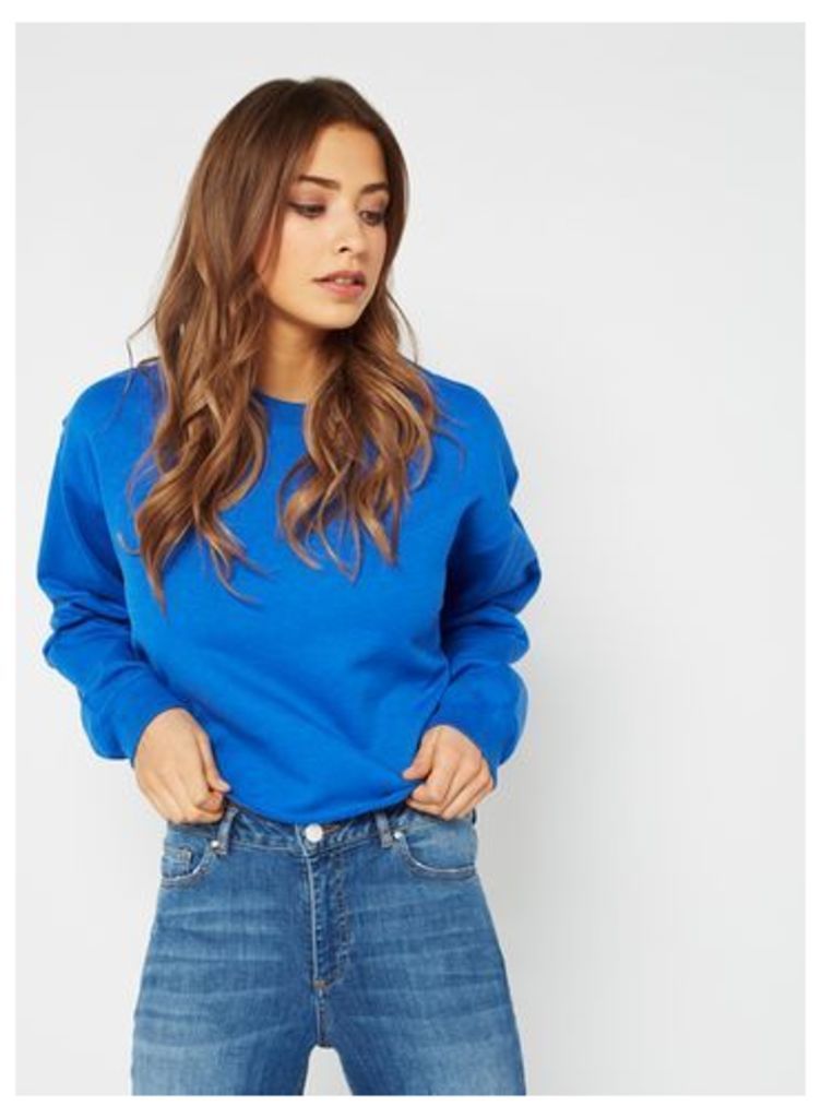Womens Cobalt Cropped Sweatshirt, Cobalt blue